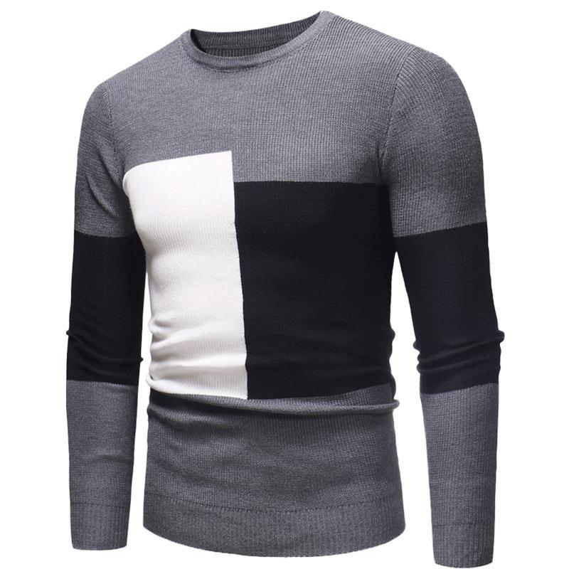 Herren Designer Pullover mit modernem Blockmuster Echoarchiv