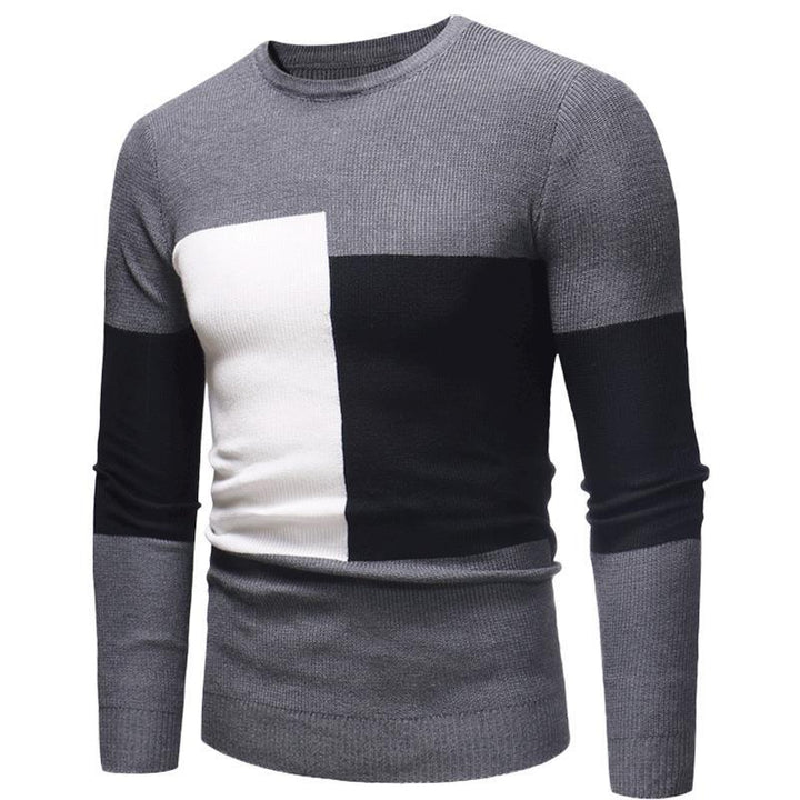 Herren Designer Pullover mit modernem Blockmuster Echoarchiv