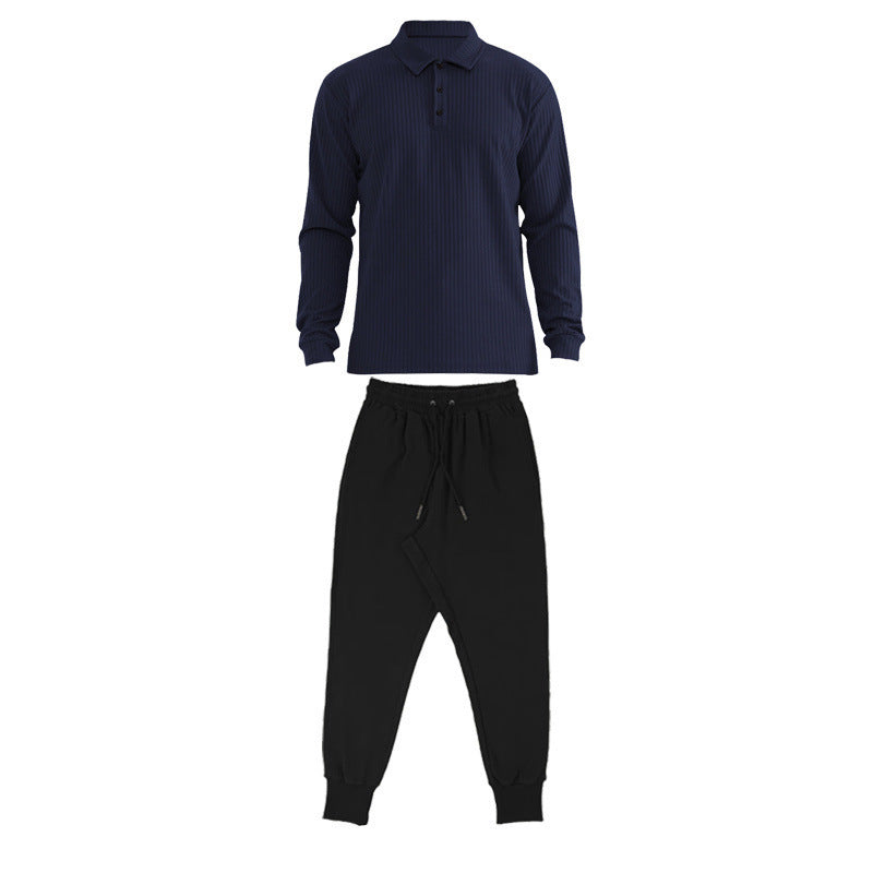 Herren Sportliches Langarm-Polo und Jogginghose Set Echoarchiv