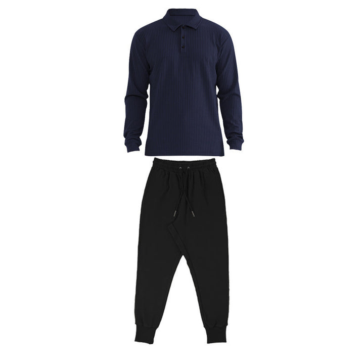 Herren Sportliches Langarm-Polo und Jogginghose Set Echoarchiv