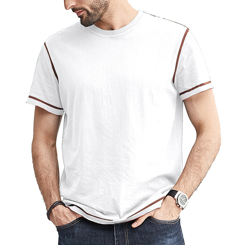 Herren Rundhals-T-Shirt mit kontrastierenden Ärmeln und lässigem Schnitt Echoarchiv