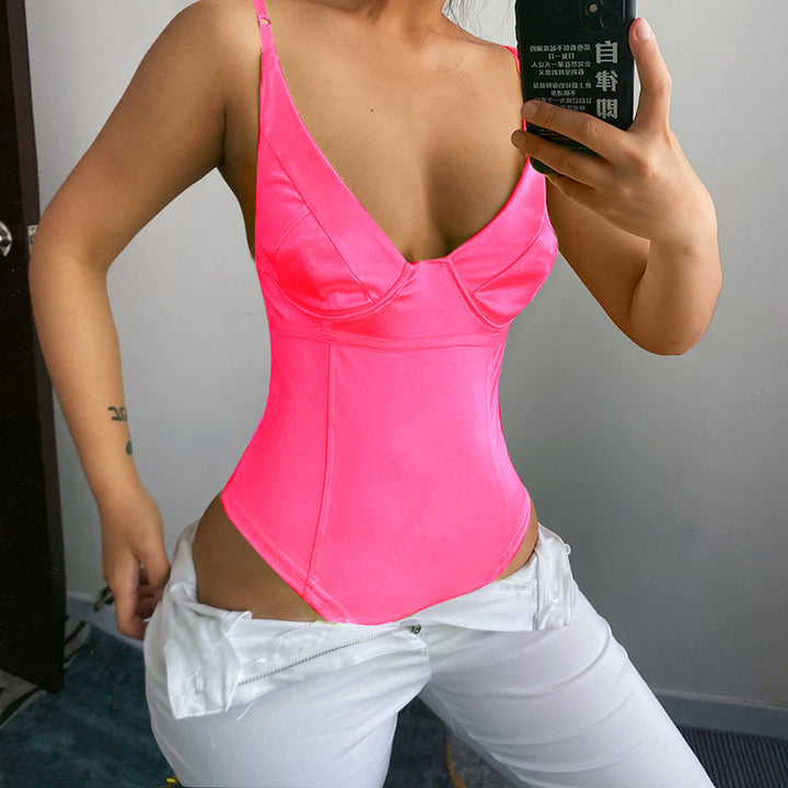Damen Satin-Bustier-Top mit tiefem V-Ausschnitt und eleganter Passform Echo Archiv