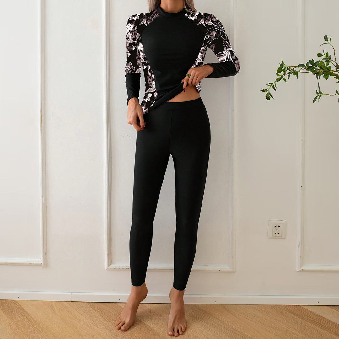 Damen Langarm Rashguard mit floralem Design Echo Archiv