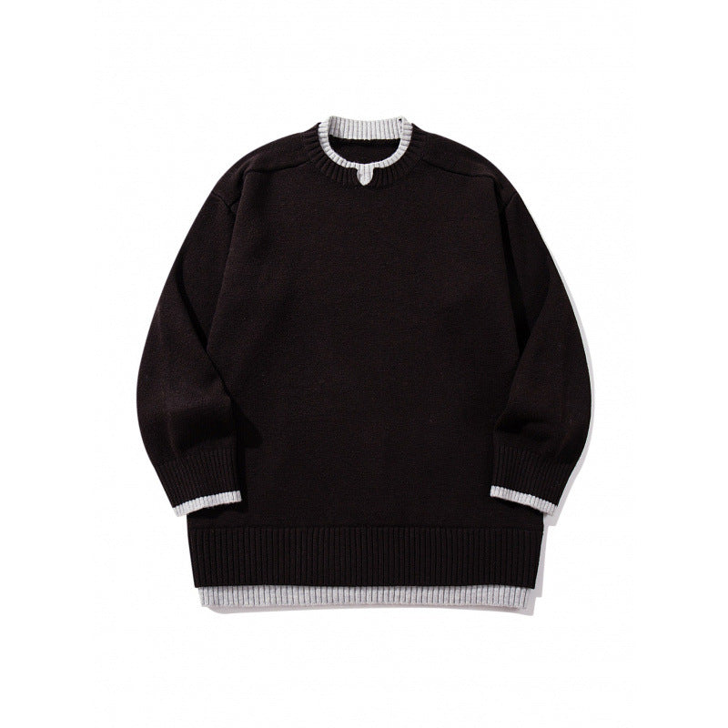 Unisex Relaxed-Fit Feinstrick-Pullover mit Kontrastbündchen und verlängertem Rippenbund Echo Archiv