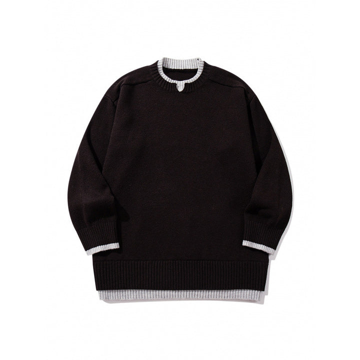 Unisex Relaxed-Fit Feinstrick-Pullover mit Kontrastbündchen und verlängertem Rippenbund Echo Archiv