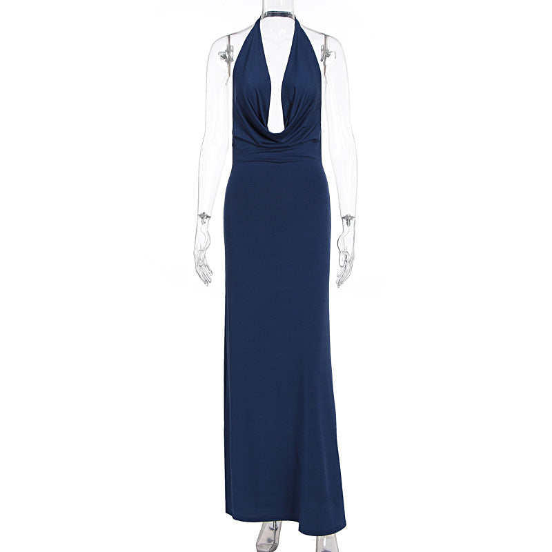 Damen elegantes Maxikleid mit einzigartigem Halterhalsschnitt Echo Archiv