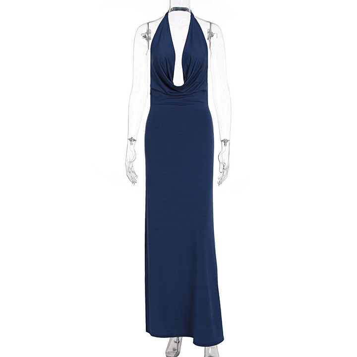 Damen elegantes Maxikleid mit einzigartigem Halterhalsschnitt Echo Archiv