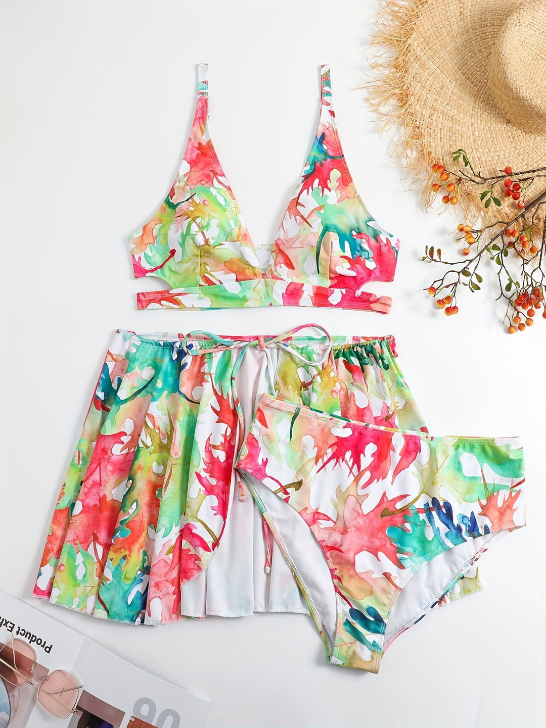 Damen Bikini-Set mit fließendem Rock und verspieltem Print Echo Archiv