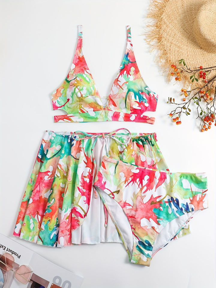 Damen Bikini-Set mit fließendem Rock und verspieltem Print Echo Archiv