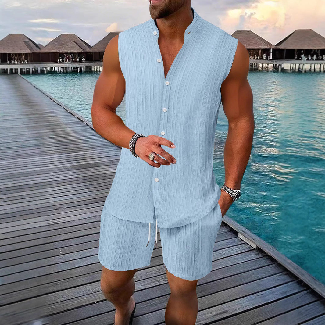 Männer Freizeit Ärmelloses Sommer Lounge Set Echoarchiv