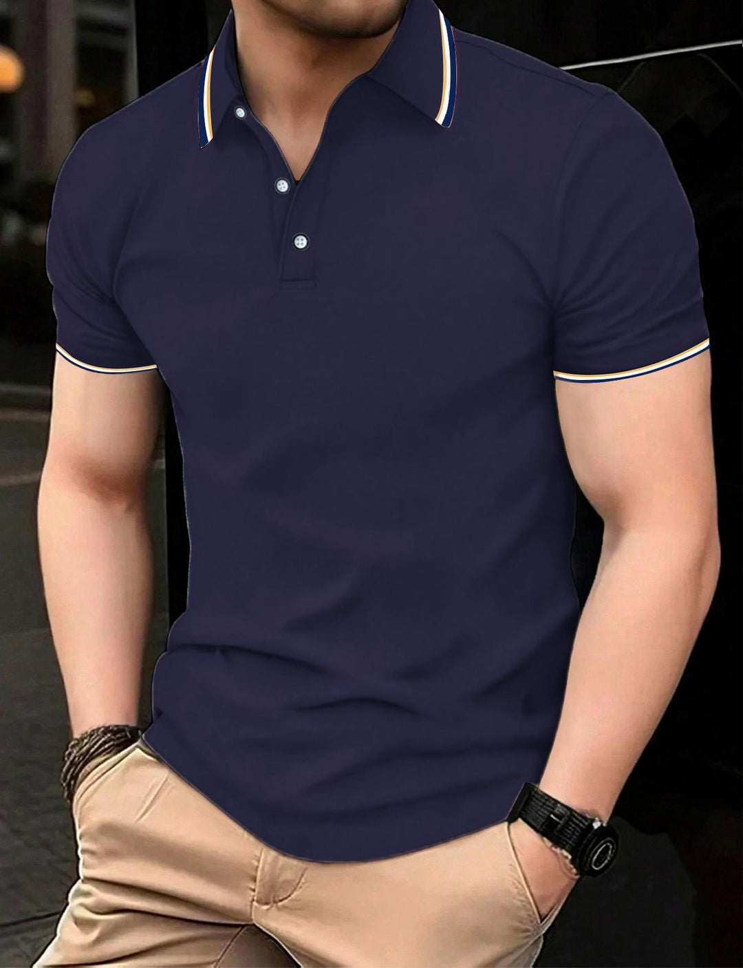 Herren Poloshirt mit modernem Kragen und sportlichem Schnitt Echoarchiv