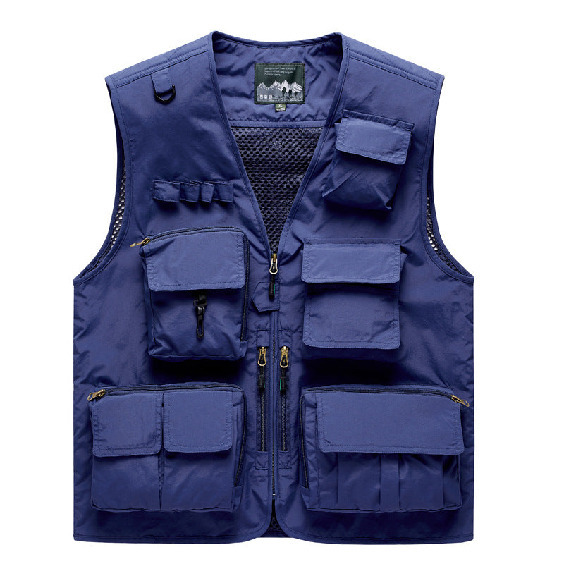 Herren Outdoor-Mehrfachtaschenweste im Anglerstil mit luftiger Mesh‑Rückenpartie und Schnellzugriffstaschen – Marzano