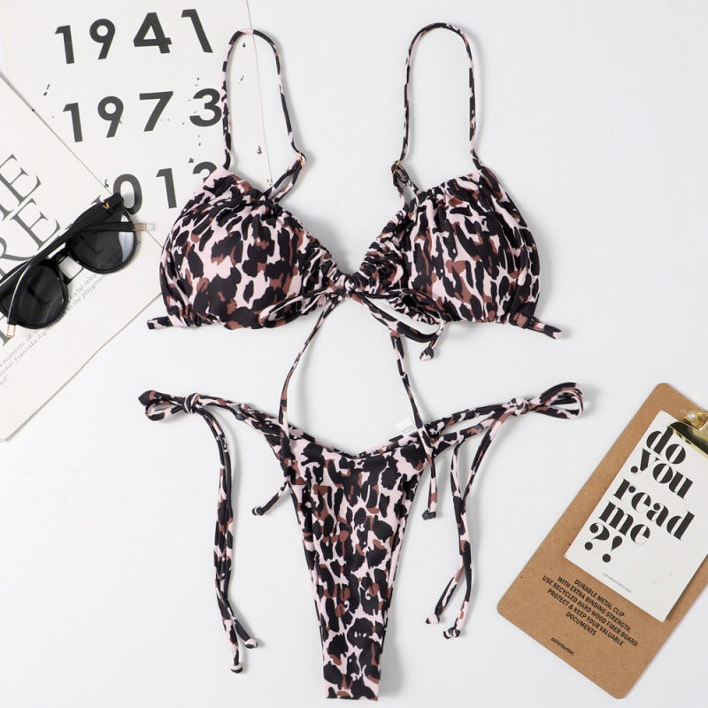 Damen Bikini-Set mit ajustierbaren Bindebändern und modischem Leopardenmuster Echo Archiv