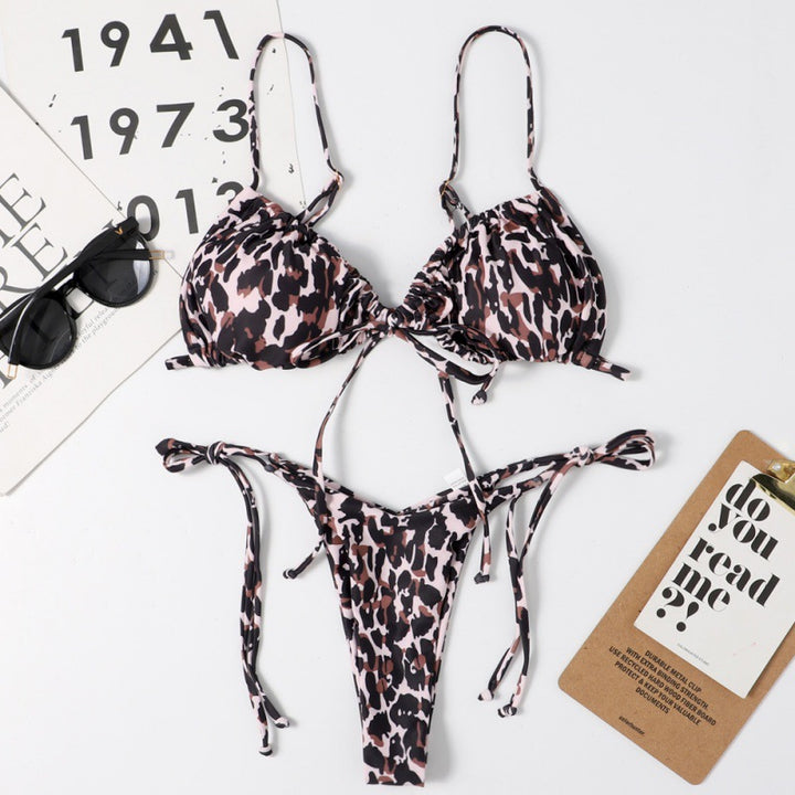 Damen Tiefer Ausschnitt Triangel-Bikini mit verspielten Bindebändern Echo Archiv
