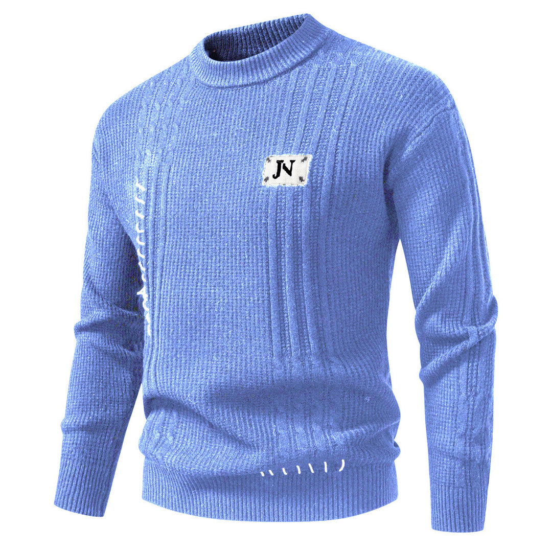 Herren Strukturiertes Rippstrick-Pullover mit Ziernähten und Logo‑Patch Echo Archiv
