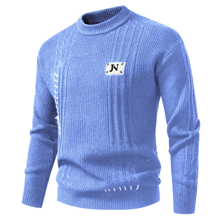 Herren Strukturiertes Rippstrick-Pullover mit Ziernähten und Logo‑Patch Echo Archiv