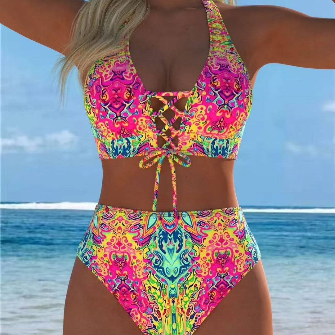 Damen Hochgeschnittener Bikini mit elegantem Schnürdetail Echo Archiv