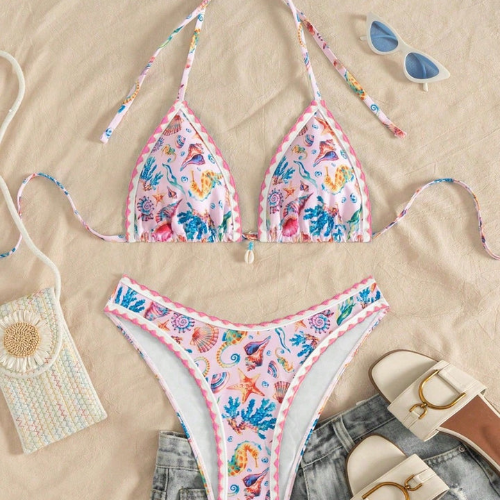 Damen Triangel-Bikini mit maritimem Muster Echo Archiv