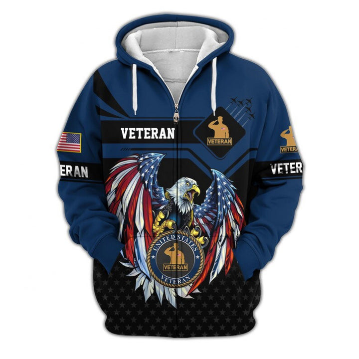 Herren Kapuzensweater mit amerikanischem Veteranenmotiv Echoarchiv