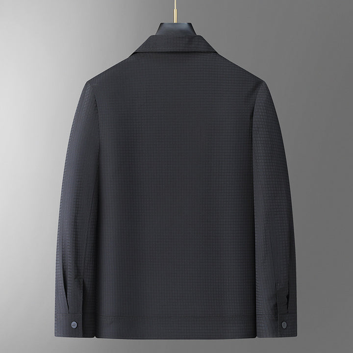 Herren Leichte strukturierte Coach-Jacke im Overshirt-Stil mit Druckknopfleiste und aufgesetzten Taschen Echo Archiv