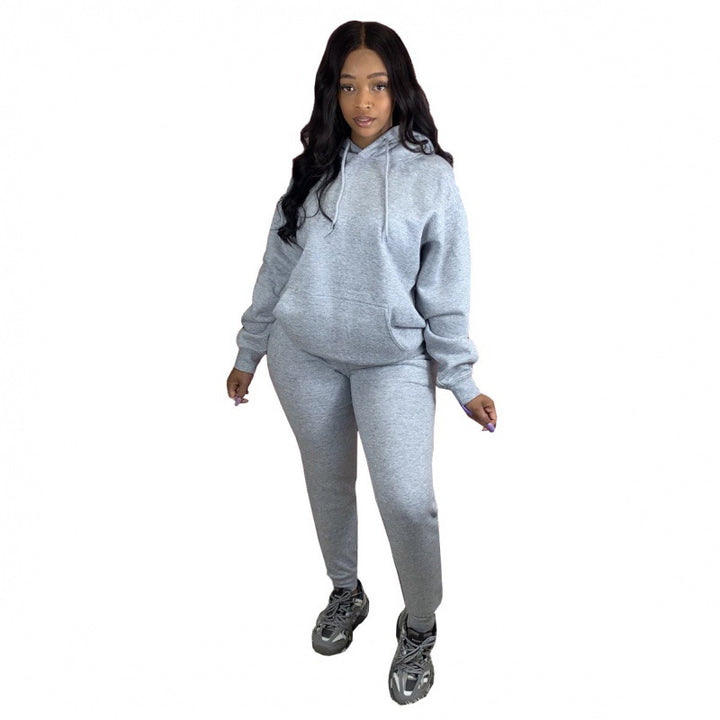 Damen Zweiteiliges Freizeitset mit Oversize Kapuzenpullover und Leggings mit hohem Bund, schmaler Passform – Élanora