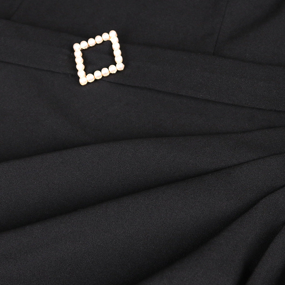 Damen elegantes Midi-Kleid mit transparenten Puffärmeln und zartem Rüschenakzent Echo Archiv