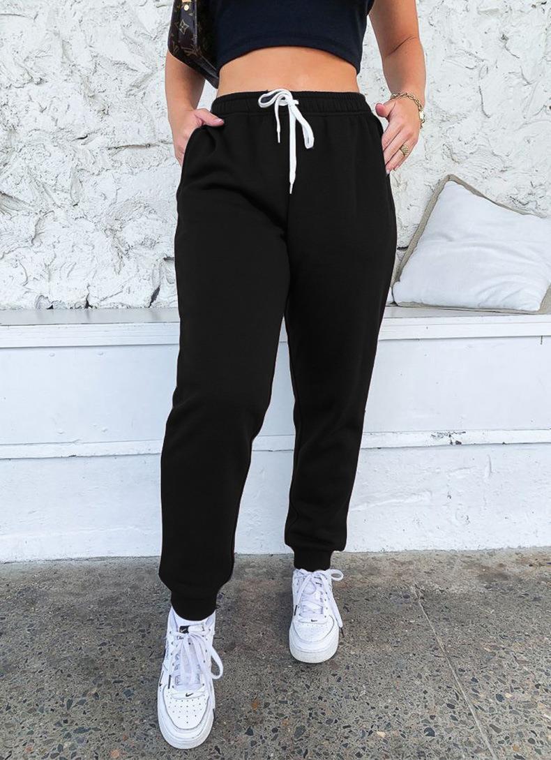 Damen taillenhohe tapered Jogginghose mit elastischem Komfortbund, verstellbarem Kordelzug und tiefen Eingrifftaschen – Avélisse