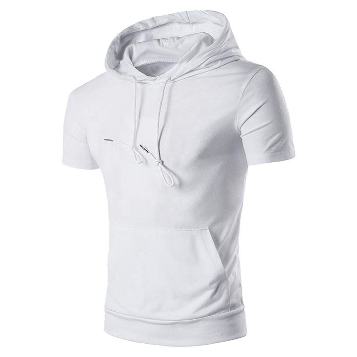 Herren sportliches Kurzarm-Hoodie mit Kängurutasche und verstellbarem Aufsatz Echoarchiv