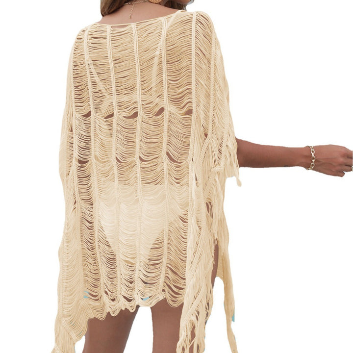 Damen eleganter transparenter Strandüberwurf mit Fransen Echo Archiv