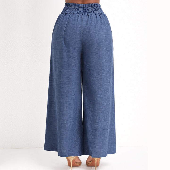 Damen Lässige Palazzo-Hose mit hoher Smock-Taille und dekorativer Kettenapplikation – Avérine