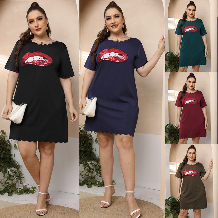 Damen lässiges Freizeitkleid mit verspieltem Lippen-Motiv Echo Archiv
