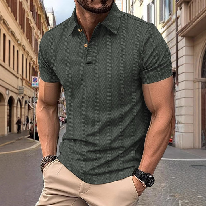 Herren Kurzarm Poloshirt mit strukturiertem Design und eleganter Knopfleiste Echoarchiv