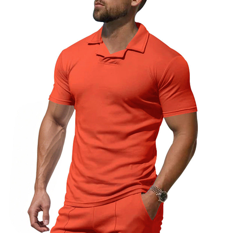 Herren Kurzarm Polo-Shirt mit modernem Stehkragen und atmungsaktivem Material Echoarchiv