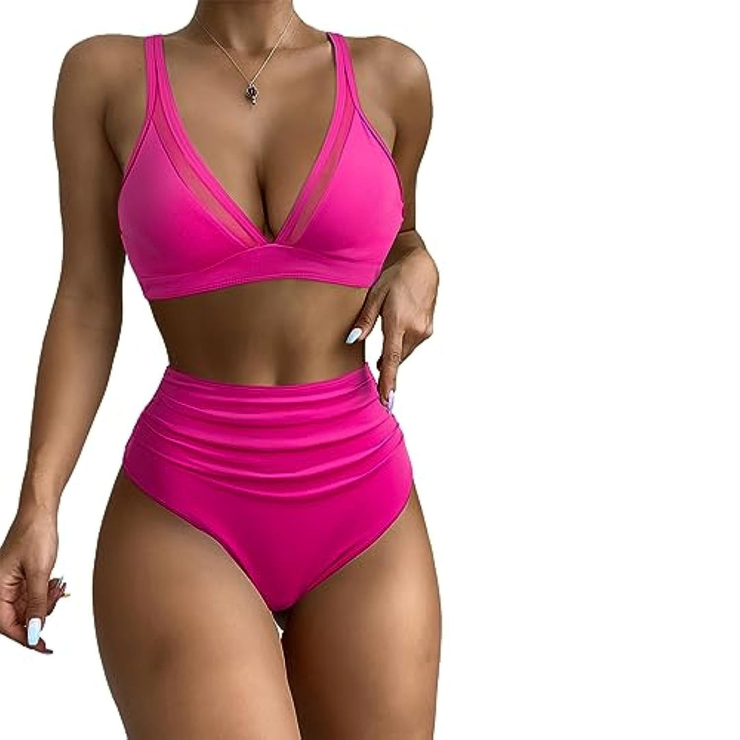 Damen Sportliches Bikini-Set mit verschränkten Trägern und hohem Schnitt Echo Archiv