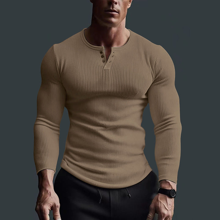 Herren Langarmshirt mit strukturiertem Rippenmuster Echoarchiv
