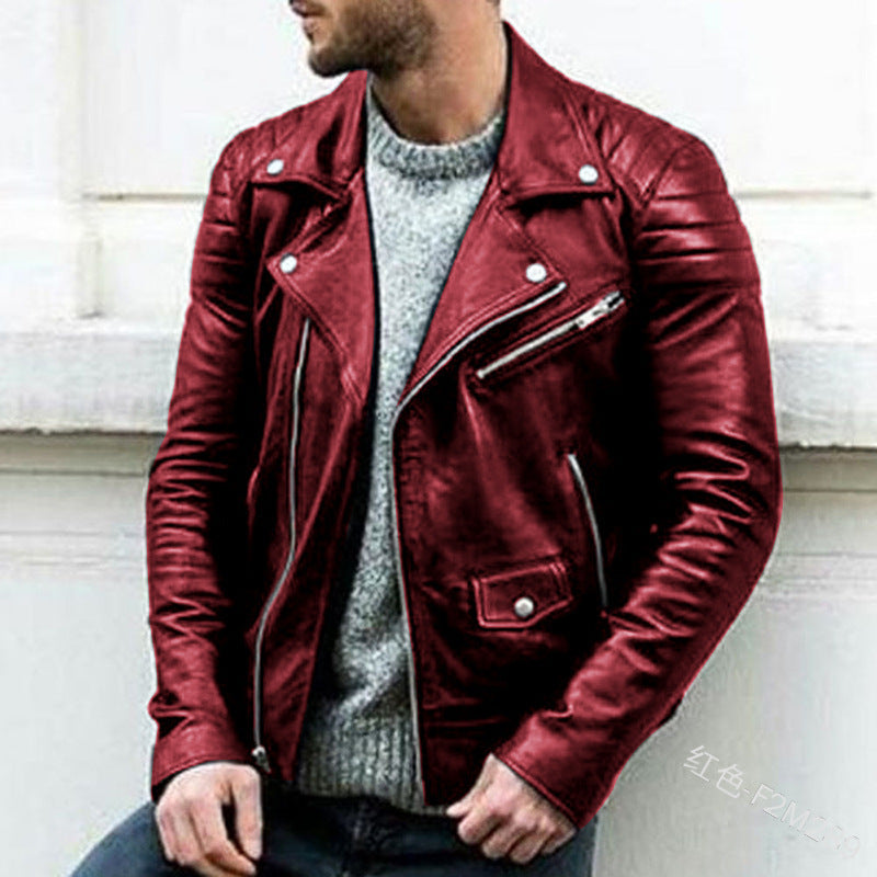 Herren Biker-Lederjacke mit asymmetrischem Reißverschluss und gesteppter Schulterpartie Echo Archiv