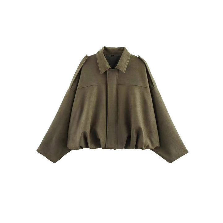 Damen nan Oversize-Kurzjacke mit Ballon-Saum, Schulterpatten und verdeckter Frontleiste Echo Archiv
