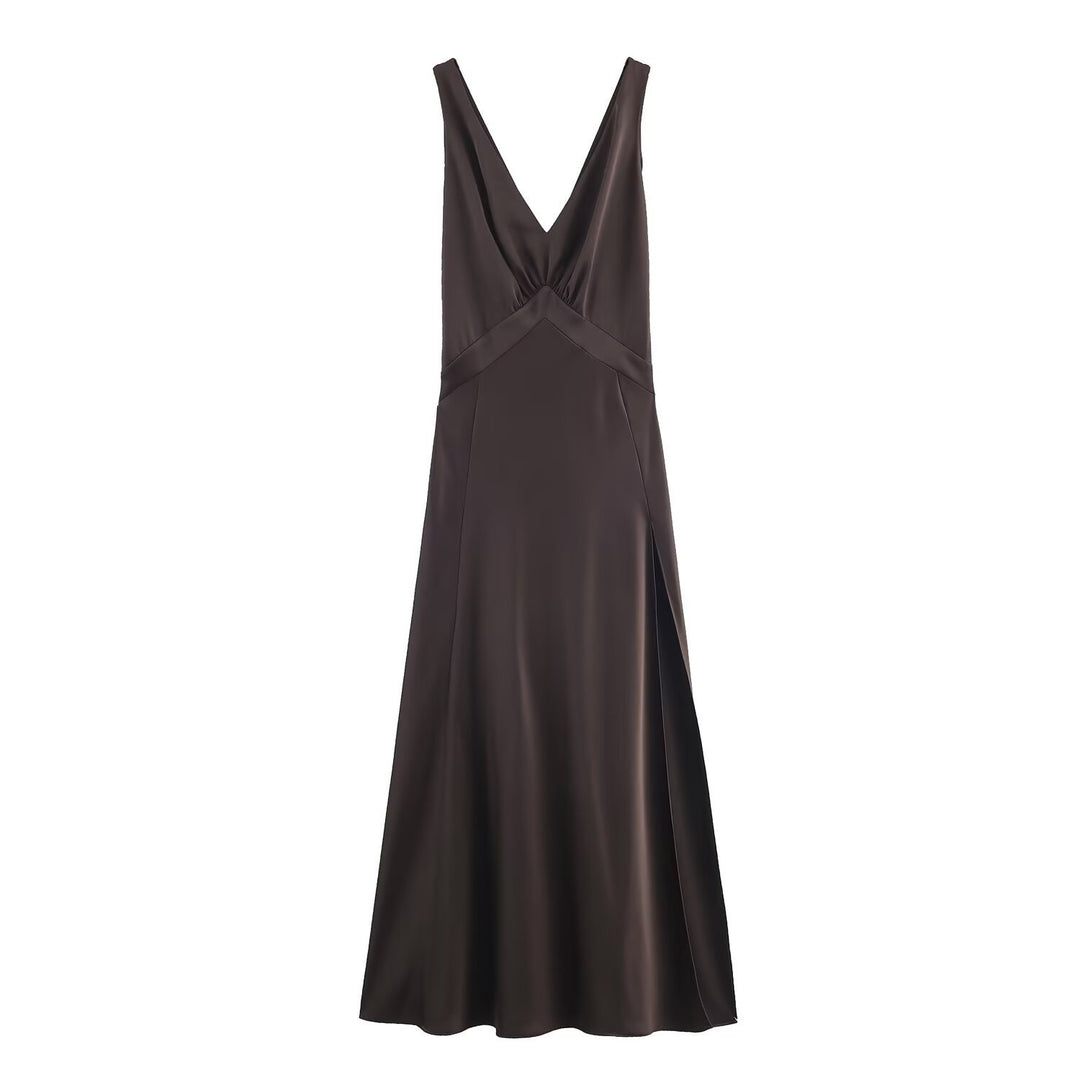 Damen Maxikleid mit elegantem V-Ausschnitt und raffiniertem Schlitz Echo Archiv