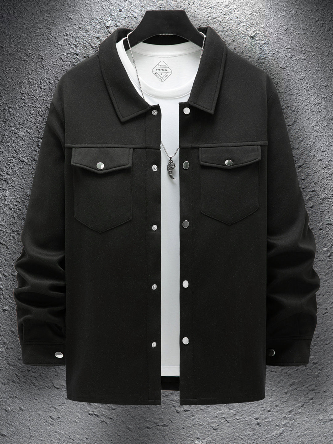 Herren lässige Overshirt-Jacke mit praktischen Brusttaschen und druckknopfverschluss Echoarchiv
