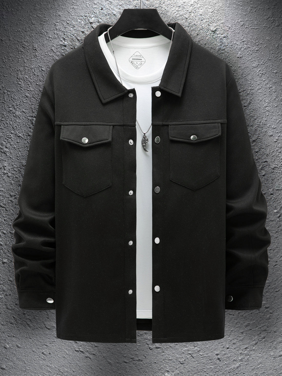 Herren lässige Overshirt-Jacke mit praktischen Brusttaschen und druckknopfverschluss – Taviero
