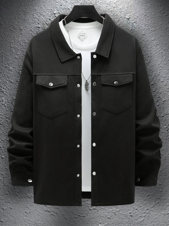 Herren lässige Overshirt-Jacke mit praktischen Brusttaschen und druckknopfverschluss Echoarchiv