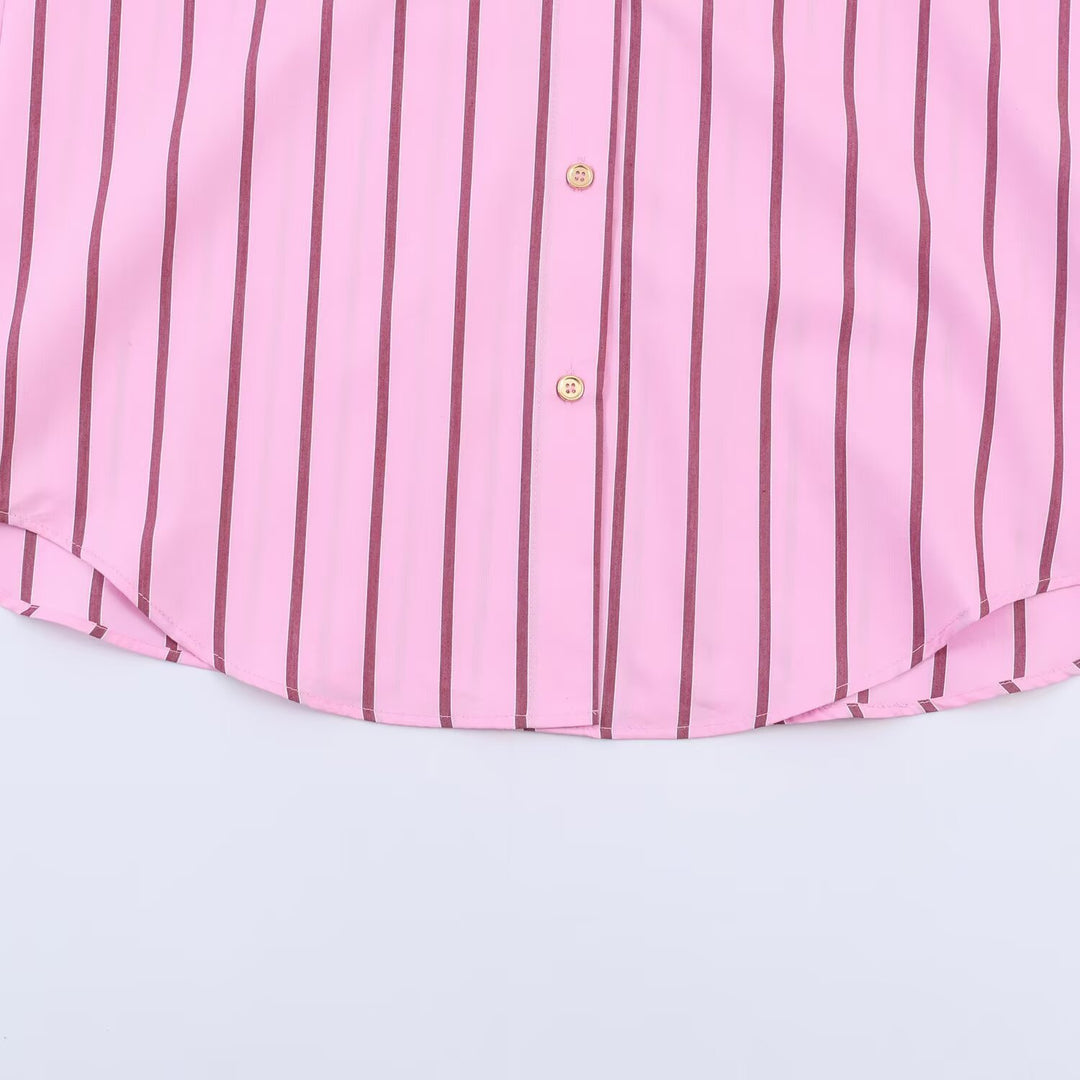 Damen Oversize-Hemdbluse mit Kontrastkragen, Manschetten und vertikalem Streifenmuster Echo Archiv