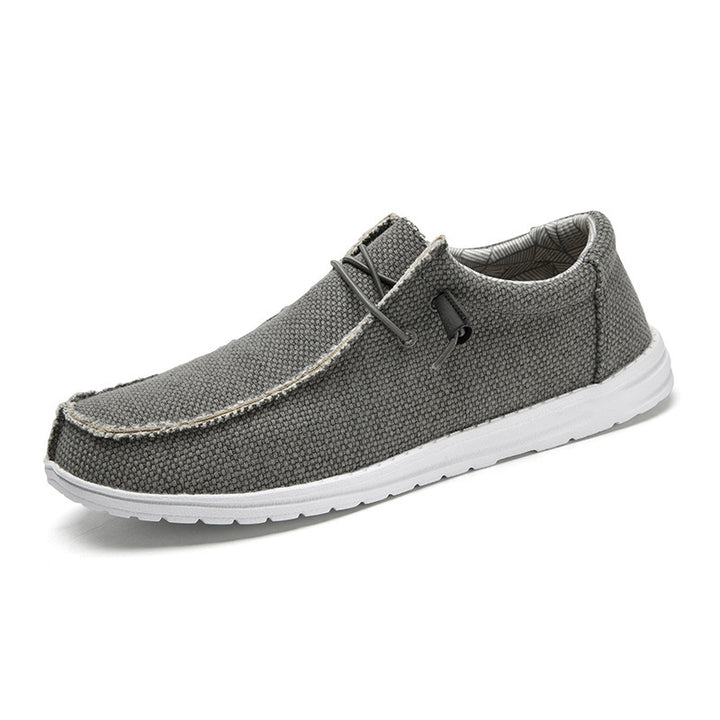 Herren Legerer Canvas-Mokassin-Slipper mit geflochtener Schnürung und gefleckter EVA-Sohle Echoarchiv
