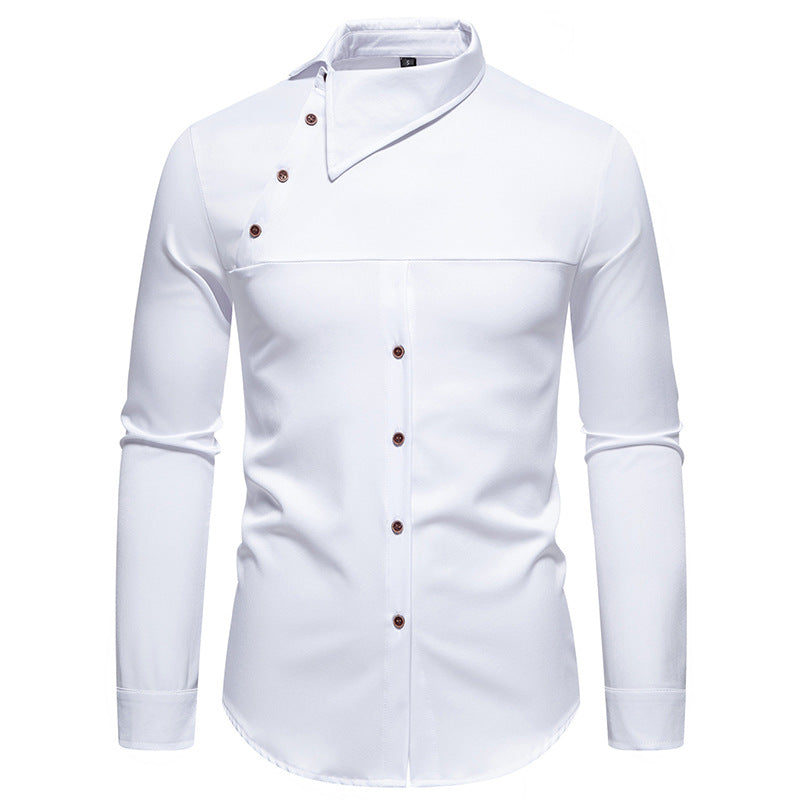 Herren Langarmhemd mit innovativem Kragen und asymmetrischem Design Echoarchiv