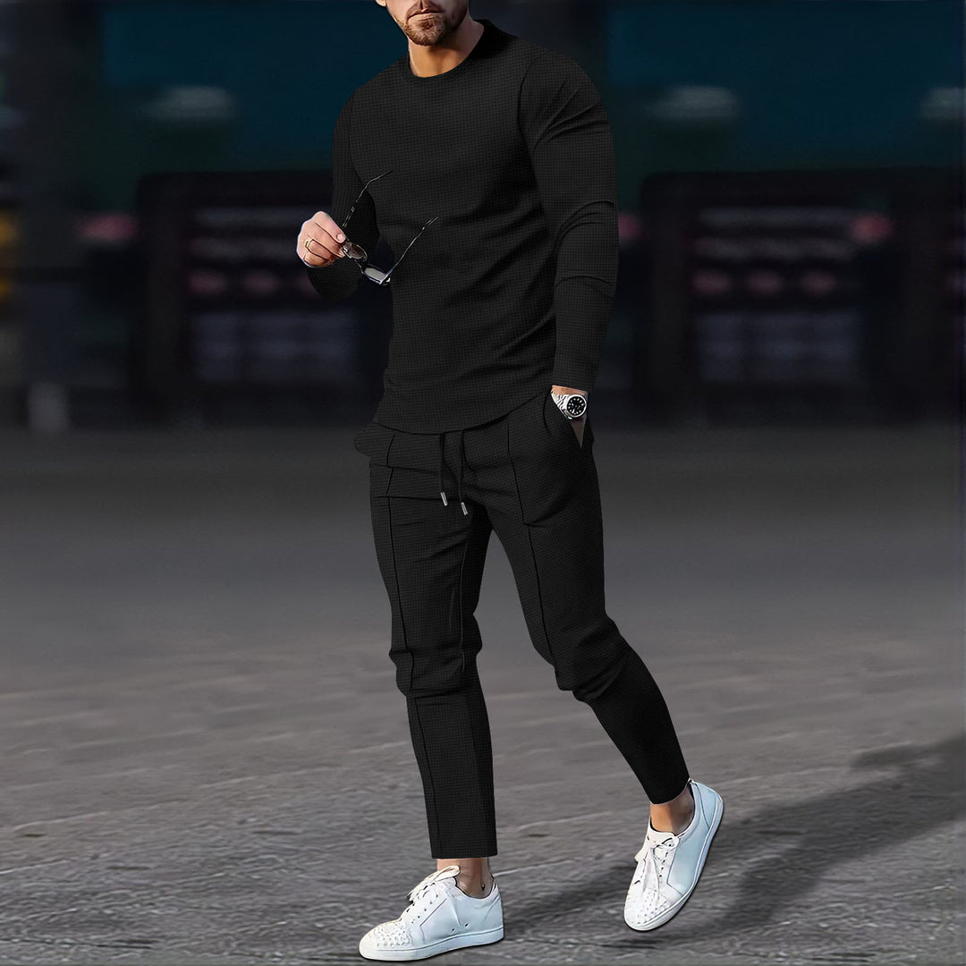 Herren sportlicher Langarmanzug mit atmungsaktivem Strukturdesign Echoarchiv