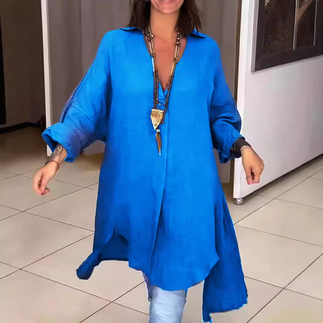 Damen Leinen Tunika mit asymmetrischem Schnitt und eleganten Details Echoarchiv