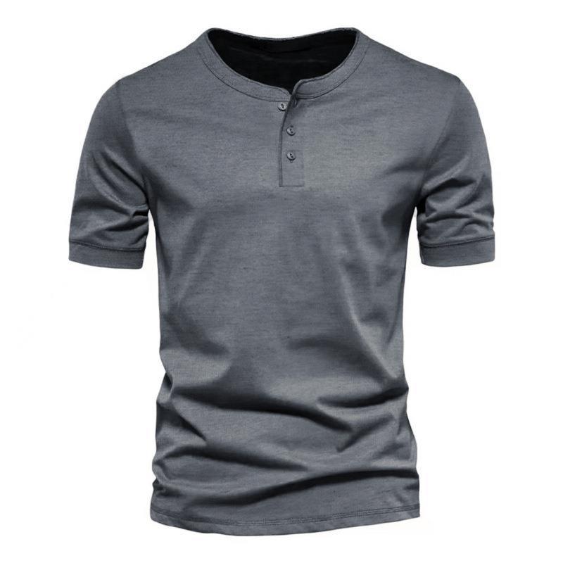 Herren Kurzarm-Henley-Shirt mit Knopfleiste aus atmungsaktiver Baumwolle Echoarchiv