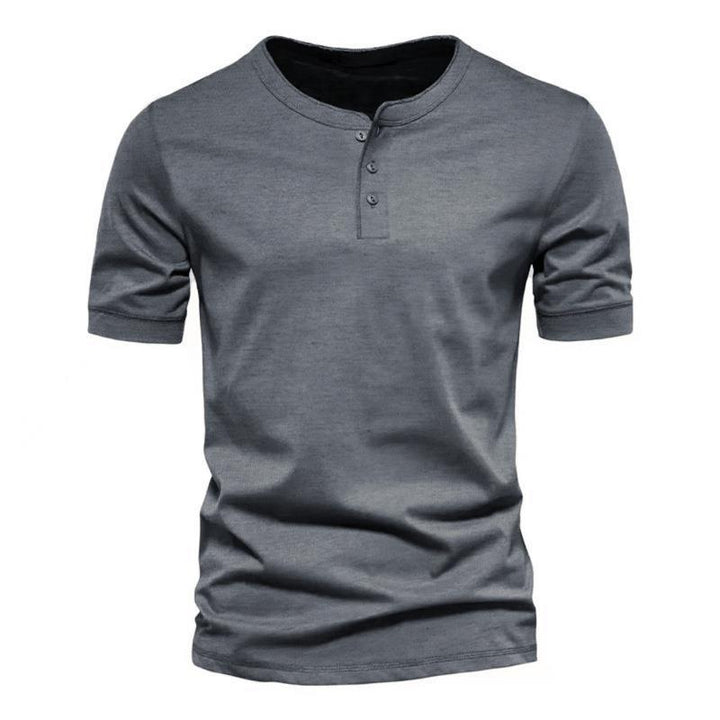 Herren Kurzarm-Henley-Shirt mit Knopfleiste aus atmungsaktiver Baumwolle Echoarchiv