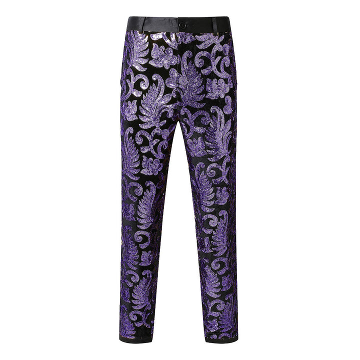 Herren elegante Pailletten-Anzughose mit floralen Mustern Echoarchiv