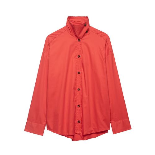 Damen Oversize Hemdjacke mit Stehkragen und durchgehender Knopfleiste Echo Archiv